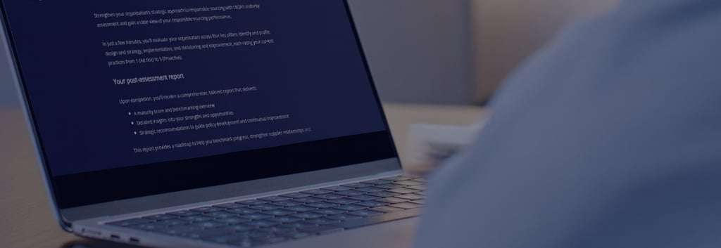 LRQA's Responsible sourcing self-assessment tool on a laptop screen